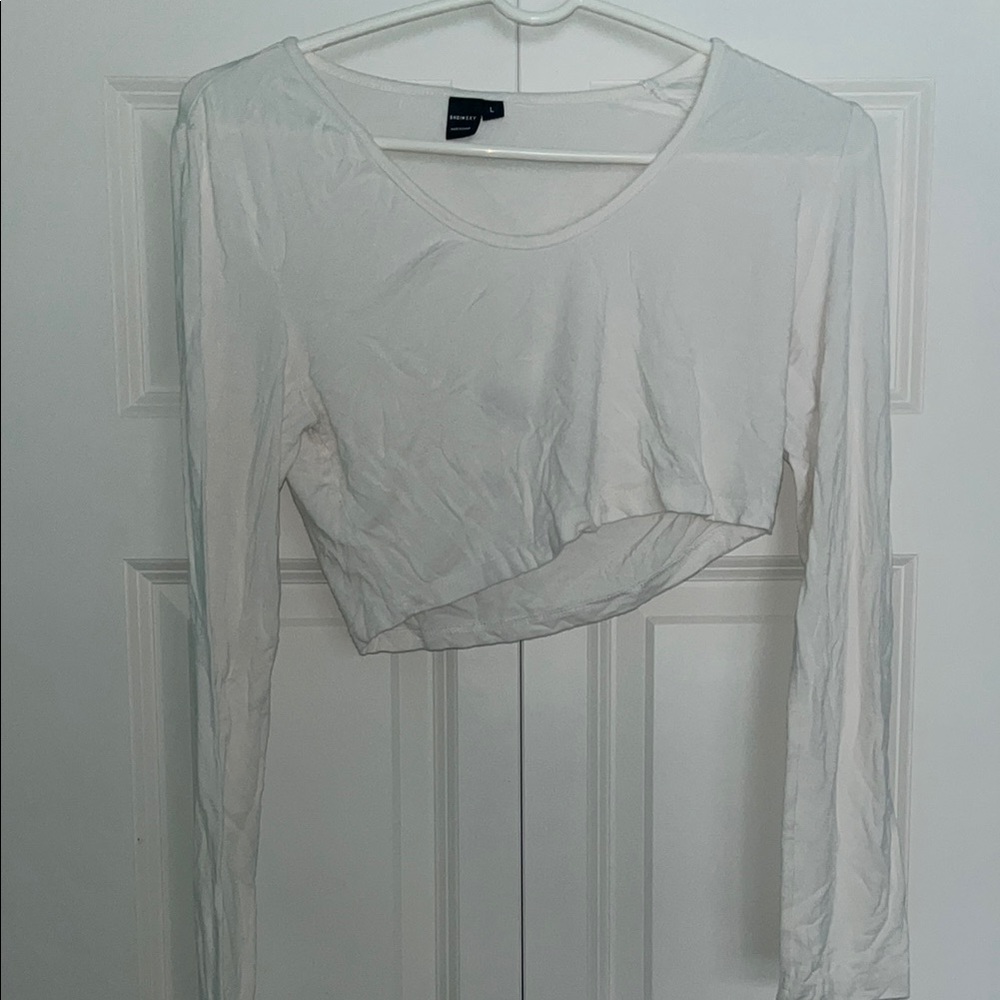 SHEIN Cream Fitted Crop Blouse
